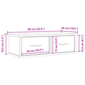 vidaXL Wall-mounted Drawer Shelf Black Oak 60x26x18,5cm Engineered Wood