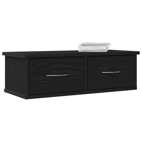 vidaXL Wall-mounted Drawer Shelf Black Oak 60x26x18,5cm Engineered Wood