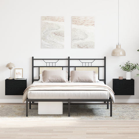 vidaXL Nightstands 2 Pack Black Oak 40x30x30 cm Engineered Wood