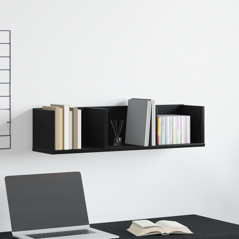 vidaXL CD Wall Shelf - Black Oak, 75x18x18 cm, Made of Engineered Wood