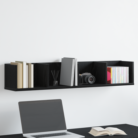 vidaXL CD Wall Shelf Black Oak 100x18x18 cm Engineered Wood