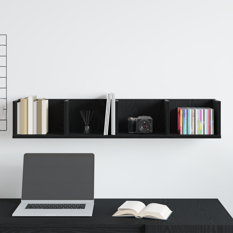vidaXL CD Wall Shelf Black Oak 100x18x18 cm Engineered Wood