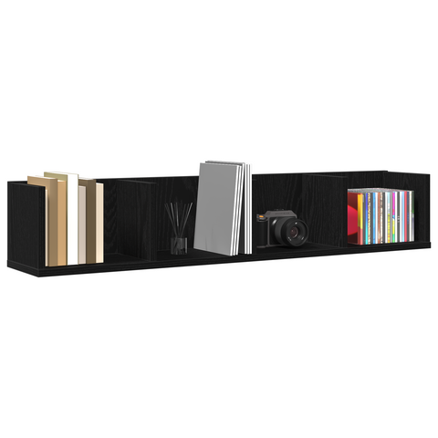 vidaXL CD Wall Shelf Black Oak 100x18x18 cm Engineered Wood