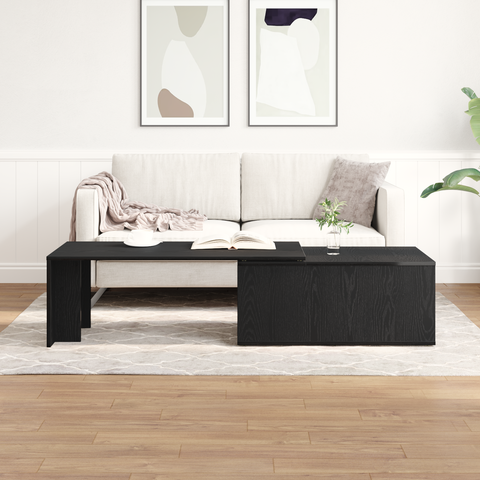 vidaXL Black Oak Coffee Table, 150x50x35 cm, Made of Engineered Wood