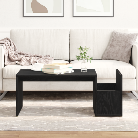 vidaXL Black Oak Coffee Table - 90x45x35 cm - Made of Engineered Wood