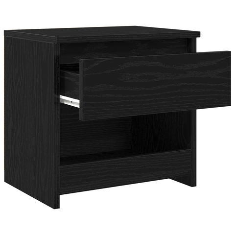 vidaXL Black Oak Nightstand 40x30x39 cm Made from Engineered Wood