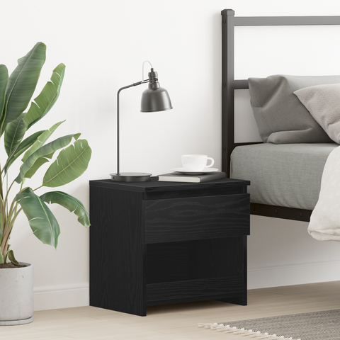 vidaXL Black Oak Nightstand 40x30x39 cm Made from Engineered Wood