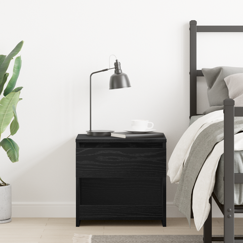 vidaXL Black Oak Nightstand 40x30x39 cm Made from Engineered Wood