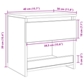vidaXL Black Oak Nightstand 40x30x39 cm Made from Engineered Wood