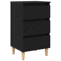 vidaXL Bedside Cabinet with Wooden Leg Black Oak 40x35x69 cm
