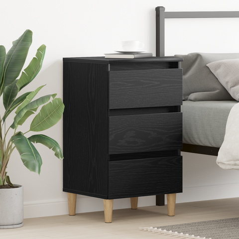 vidaXL Bedside Cabinet with Wooden Leg Black Oak 40x35x69 cm