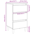 vidaXL Bedside Cabinet with Wooden Leg Black Oak 40x35x69 cm