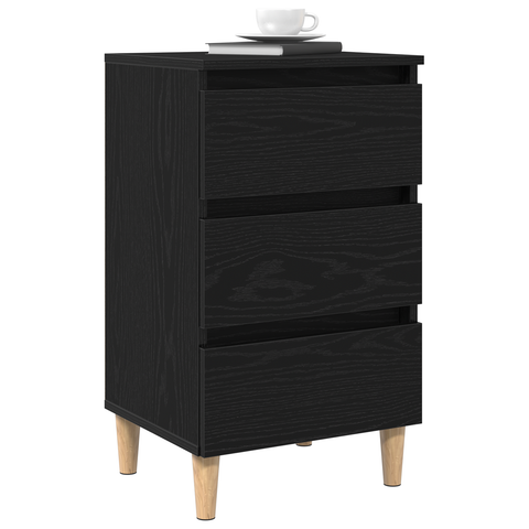 vidaXL Bedside Cabinet with Wooden Leg Black Oak 40x35x69 cm
