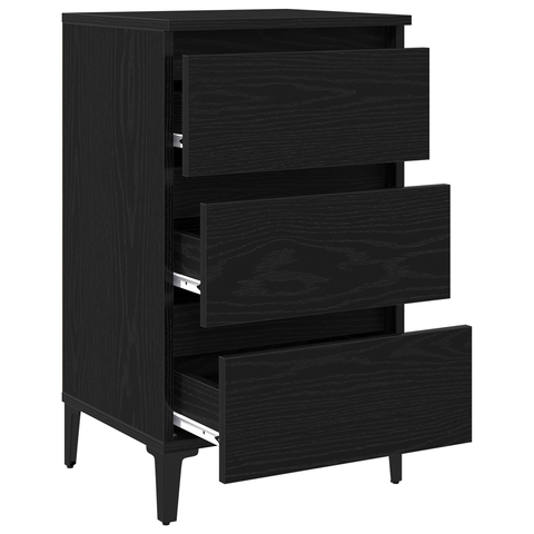 vidaXL Bedside Cabinet with Metal Leg Black Oak 40x35x69 cm