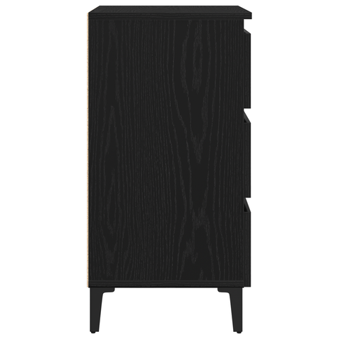 vidaXL Bedside Cabinet with Metal Leg Black Oak 40x35x69 cm