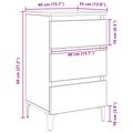 vidaXL Bedside Cabinet with Metal Leg Black Oak 40x35x69 cm
