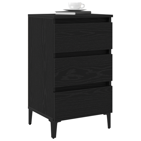 vidaXL Bedside Cabinet with Metal Leg Black Oak 40x35x69 cm