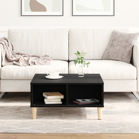 vidaXL Black Oak Coffee Table - 60x60x30 cm, Made of Engineered Wood