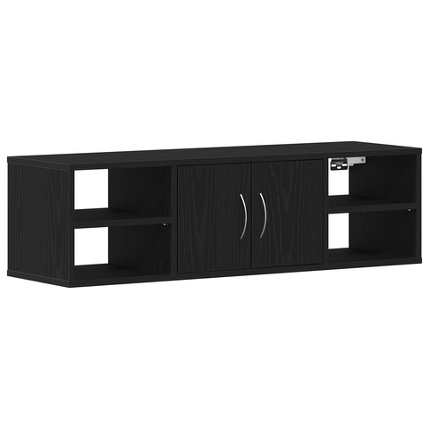 vidaXL Wall-Mounted Shelf Black Oak 140x41x75 cm Engineered Wood