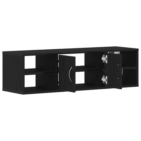 vidaXL Wall-Mounted Shelf Black Oak 140x41x75 cm Engineered Wood