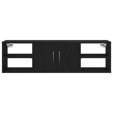 vidaXL Wall-Mounted Shelf Black Oak 140x41x75 cm Engineered Wood