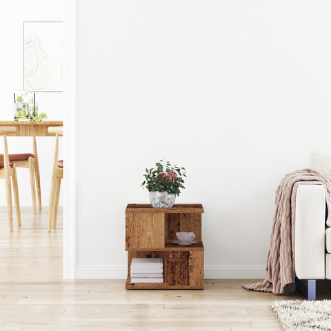 vidaXL Side Table Old Wood Wood 40x40x40 cm Storage End Table Square