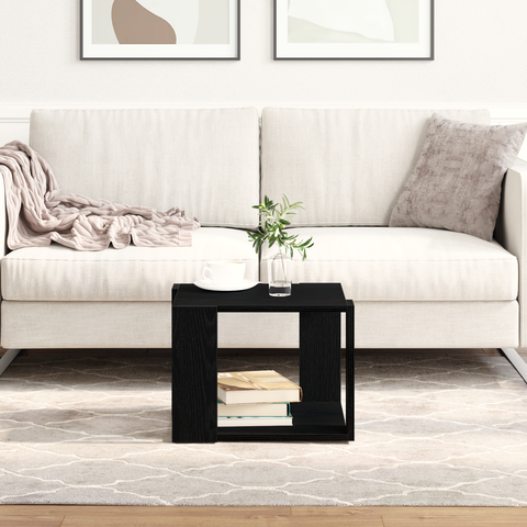 vidaXL Coffee Table Black oak 40x40x30 cm Engineered wood