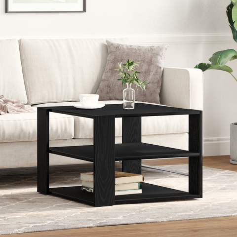 vidaXL Coffee Table Black Oak 59,5x59,5x40 cm Engineered Wood
