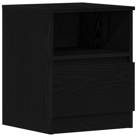 vidaXL Black Oak Nightstand 15.7x15.7x19.7 inches Made of Engineered Wood