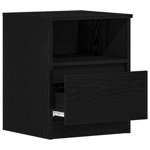 vidaXL Black Oak Nightstand 15.7x15.7x19.7 inches Made of Engineered Wood