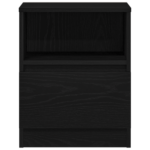vidaXL Black Oak Nightstand 15.7x15.7x19.7 inches Made of Engineered Wood
