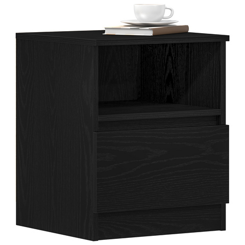 vidaXL Black Oak Nightstand 15.7x15.7x19.7 inches Made of Engineered Wood