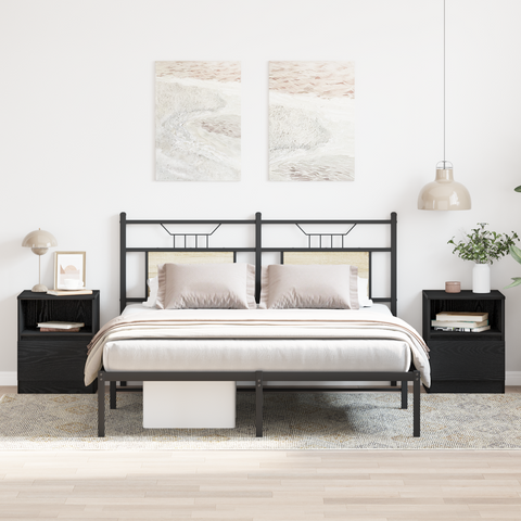 vidaXL Nightstands 2-Pack Black Oak 40x40x50 cm Made of Engineered Wood