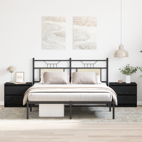 vidaXL Nightstands 2 pack Black Oak 50x40x43.5 cm Made from Engineered Wood