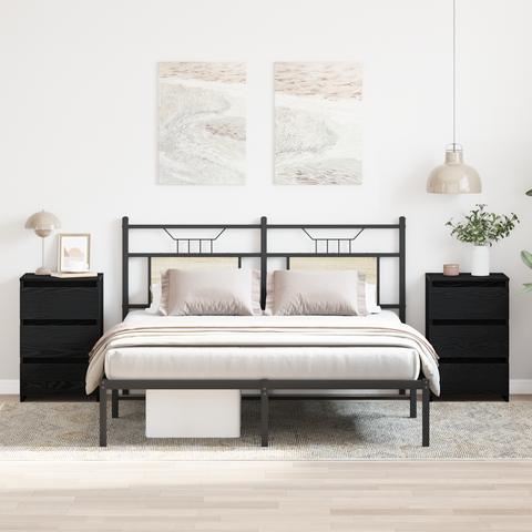 vidaXL Nightstands 2 pcs Black Oak 40x35x62.5 cm Made of Engineered Wood