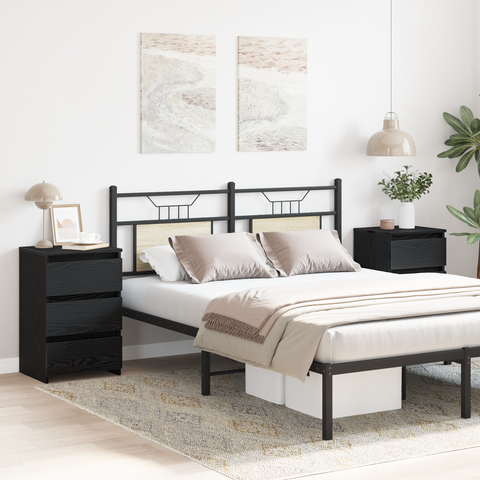 vidaXL Nightstands 2 pcs Black Oak 40x35x62.5 cm Made of Engineered Wood