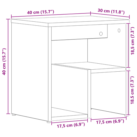 vidaXL Bedside Tables Set of 2 Black Oak Engineered wood 40x30x40