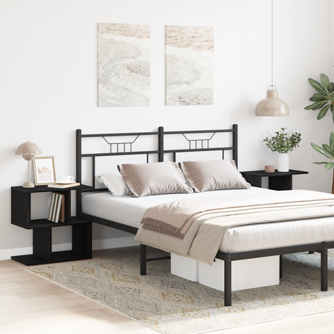 vidaXL Bedside Cabinet 2 pcs Black Oak 50x30x51,5 cm Engineered Wood