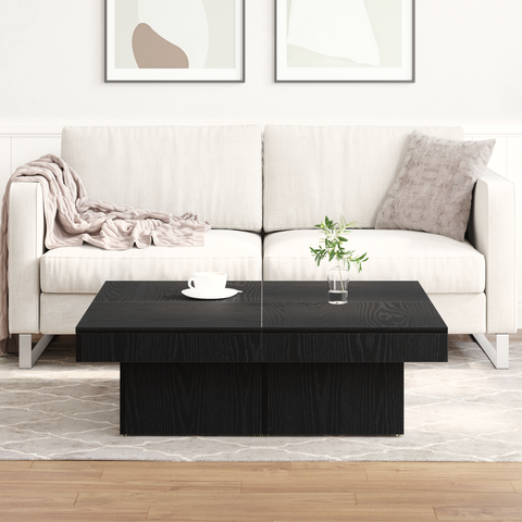 vidaXL Black Oak Coffee Table 90x90x28 cm Made from Engineered Wood