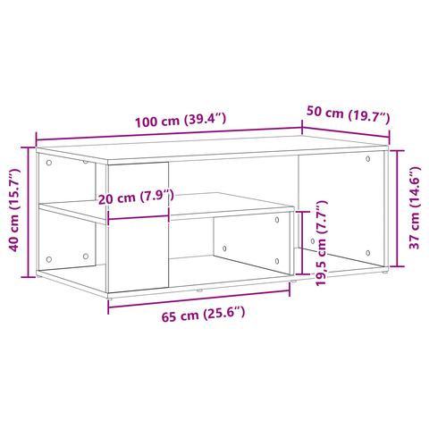 vidaXL Coffee Table Black Oak 100x50x40 cm Engineered Wood