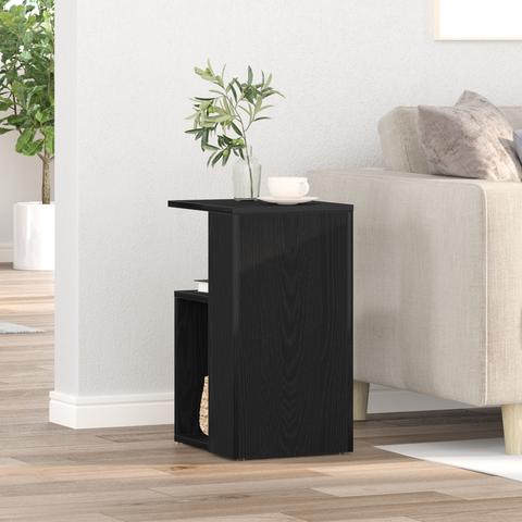 vidaXL Side Table Black Oak 36x30x56 cm Engineered Wood