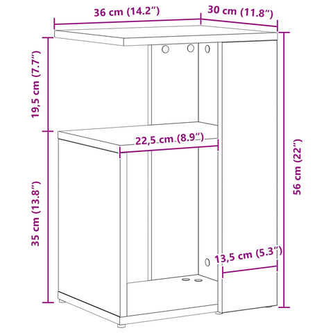 vidaXL Side Table Black Oak 36x30x56 cm Engineered Wood