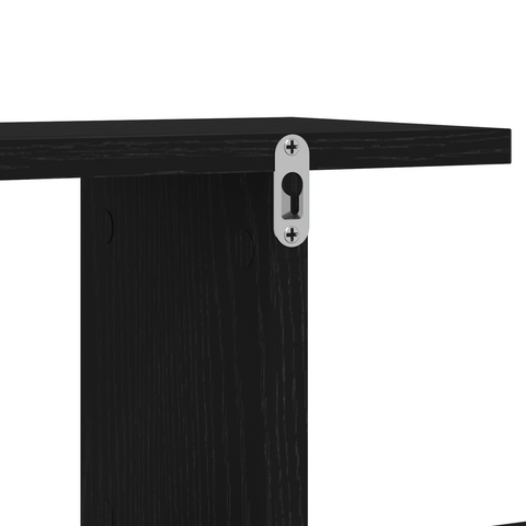 vidaXL Black Oak Wall-Mounted TV Shelf - 125x18x23 cm, Made from Engineered Wood