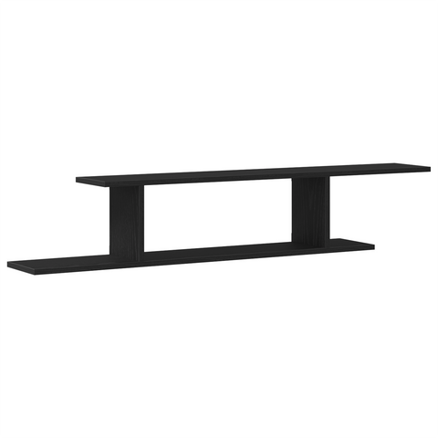 vidaXL Black Oak Wall-Mounted TV Shelf - 125x18x23 cm, Made from Engineered Wood