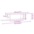vidaXL Black Oak Wall-Mounted TV Shelf - 125x18x23 cm, Made from Engineered Wood