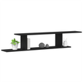 vidaXL Black Oak Wall-Mounted TV Shelf - 125x18x23 cm, Made from Engineered Wood