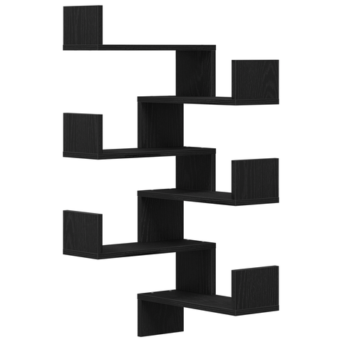 vidaXL Wall Corner Shelf with Shelf 2 pcs Black oak 40 x 40 x 49.5 cm