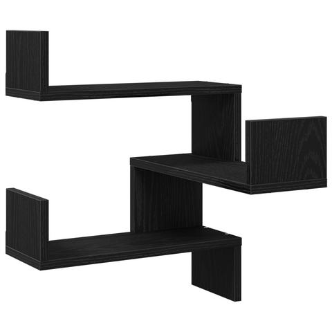 vidaXL Wall Corner Shelf with Shelf 2 pcs Black oak 40 x 40 x 49.5 cm