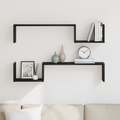 vidaXL Wall Shelf 2 pcs Black oak 100 x 15 x 20 cm Engineered Wood