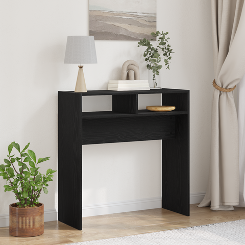 vidaXL Black Oak Console Table - 78x30x80 cm - Made from Engineered Wood